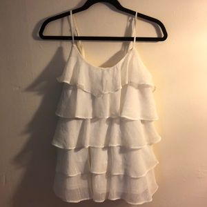 White Ruffle Tank Top size M